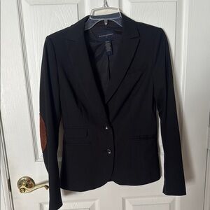 Banana Republic Black Blazer Tailored Suit Jacket with elbow patches sz 2